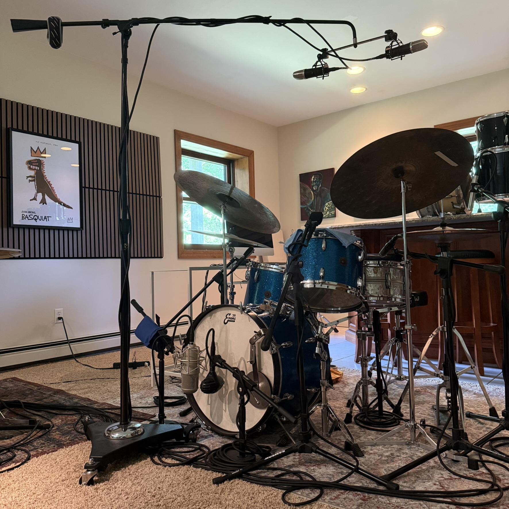 Drum kit set up inside Matias Menarguez Music Studio